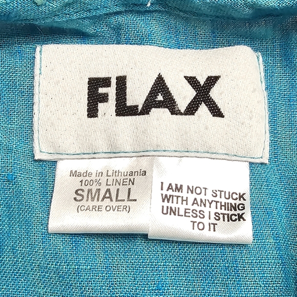 Flax Button Front 100% Linen Top Small - Picture 3 of 10